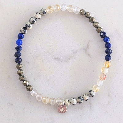 pyrite, sunstone and citrine gemstone bead bracelet 
