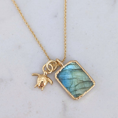 18 carat gold plated lapis lazuli, citrine and ammonite pendant necklace