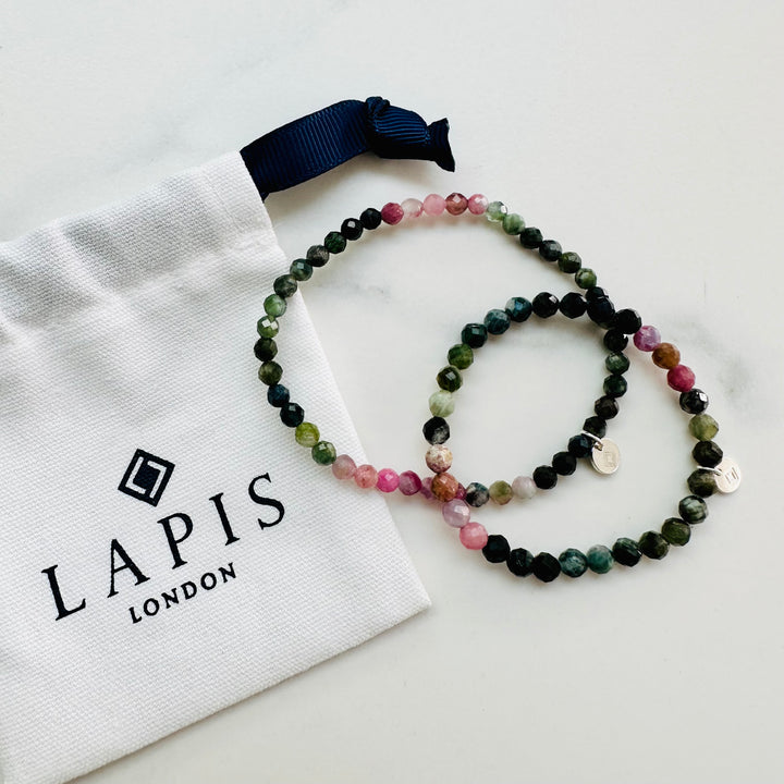watermelon tourmaline mummy and me gemstone bracelet set