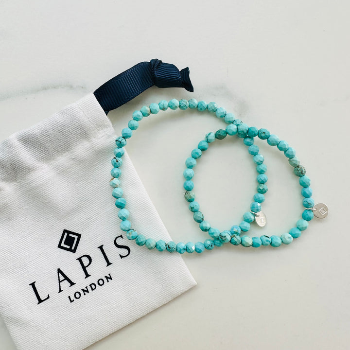 turquoise mummy and me gemstone bracelet set