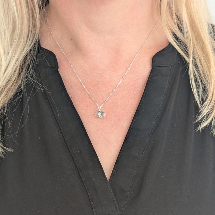 sterling silver double terminated herkimer diamond pendant necklace
