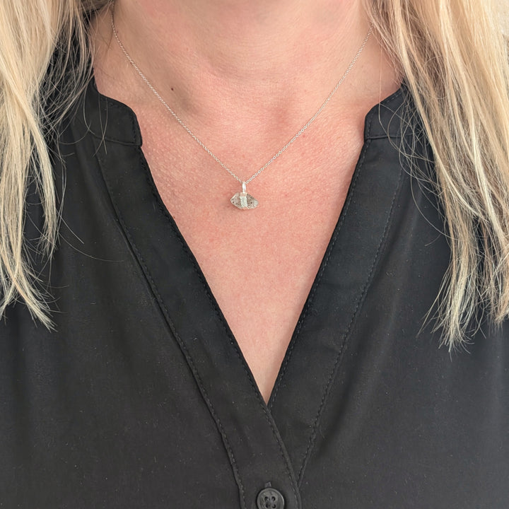 sterling silver double terminated herkimer diamond pendant necklace