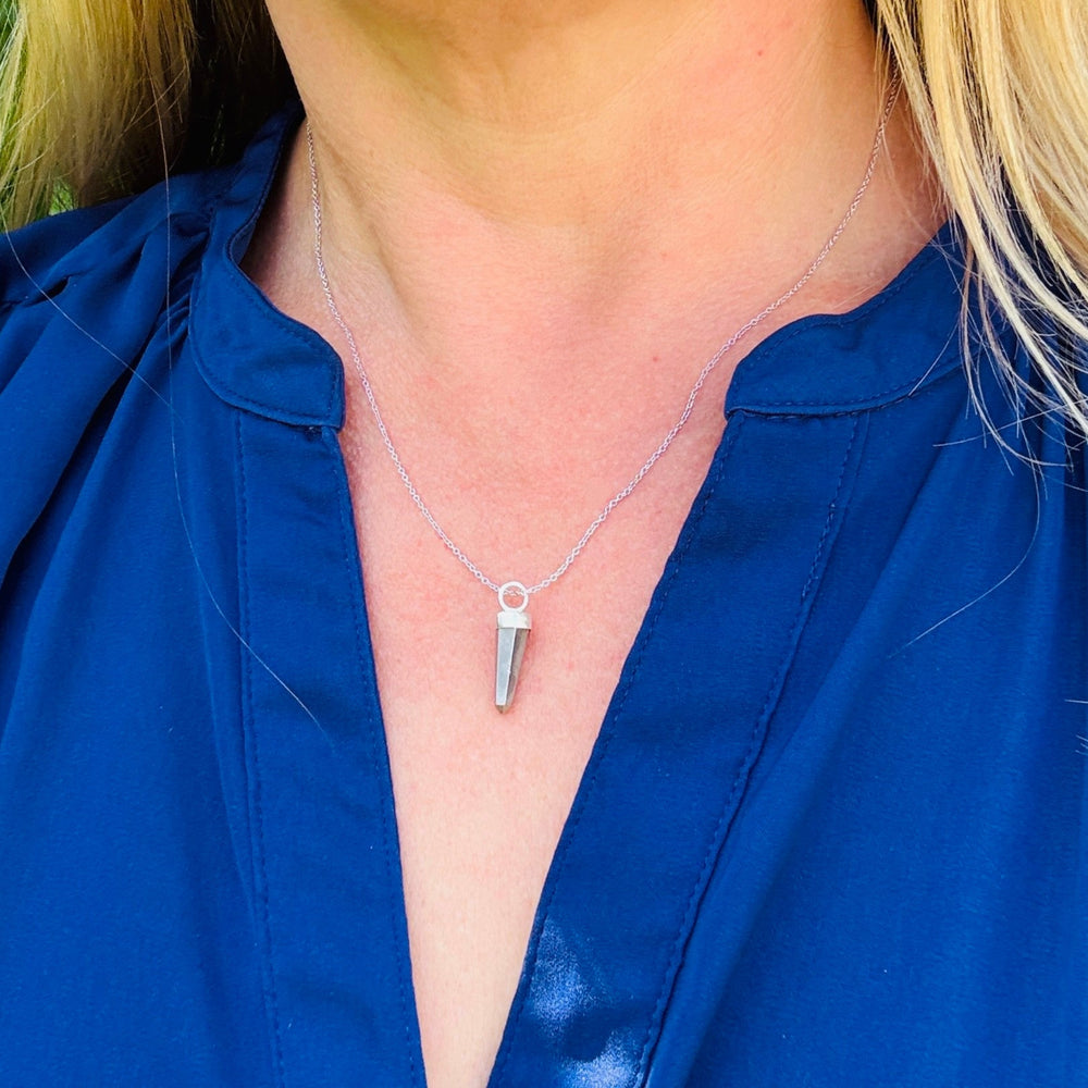 sterling silver pyrite spike gemstone necklace