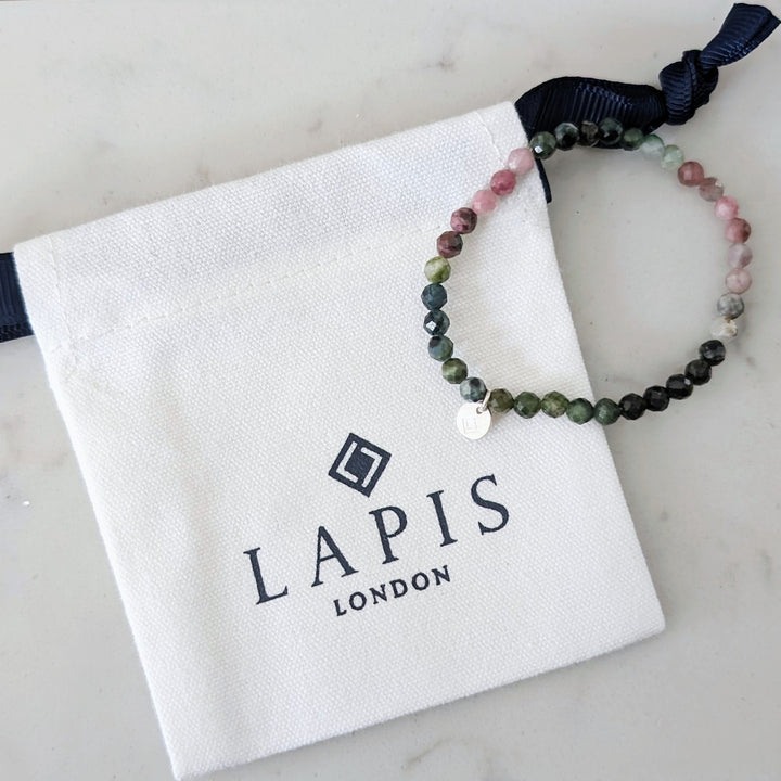 watermelon tourmaline gemstone children's bracelet