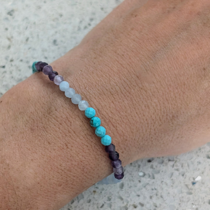 aquamarine, turquoise and amethyst gemstone bracelet