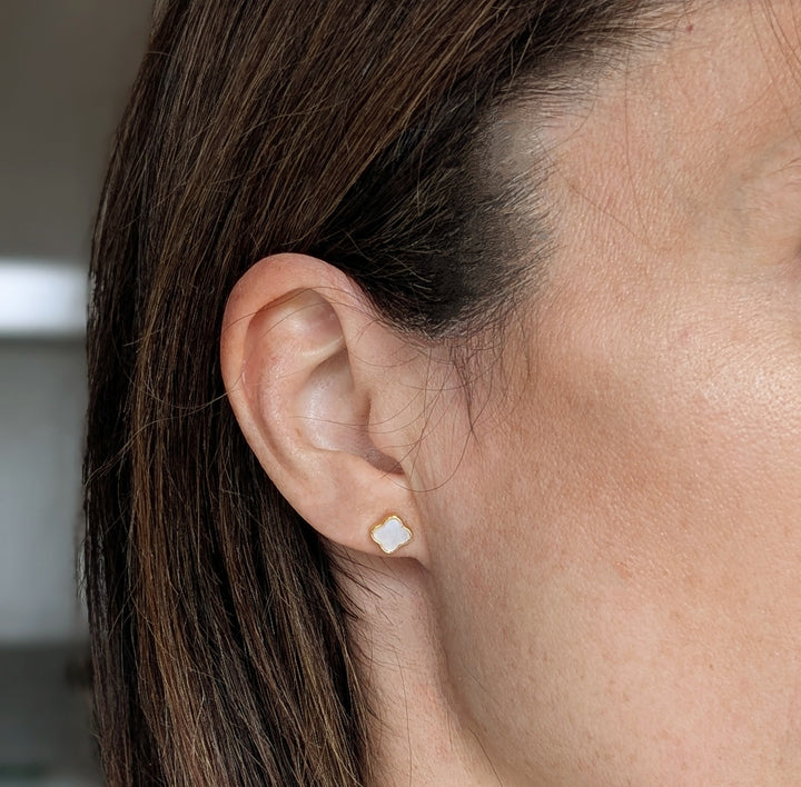 The Lucky Clover Mother of Pearl Stud Earrings