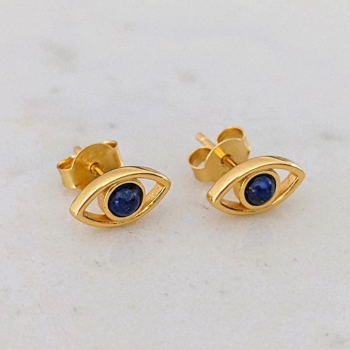lapis lazuli and gold vermeil evil eye stud earrings