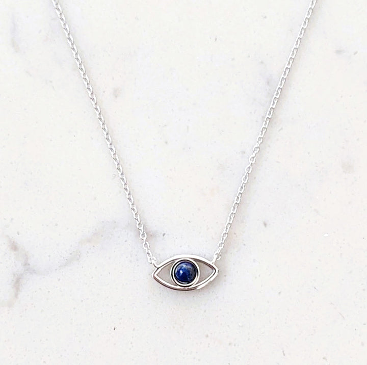 sterling silver and lapis lazuli evil eye necklace