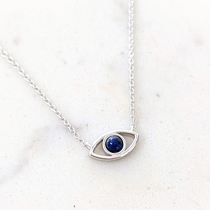 sterling silver and lapis lazuli evil eye necklace