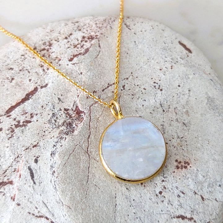 gold moonstone June birthstone pendant necklace