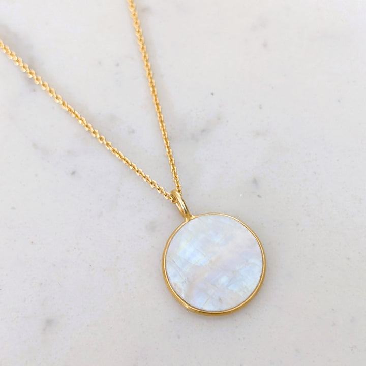 gold moonstone June birthstone pendant necklace