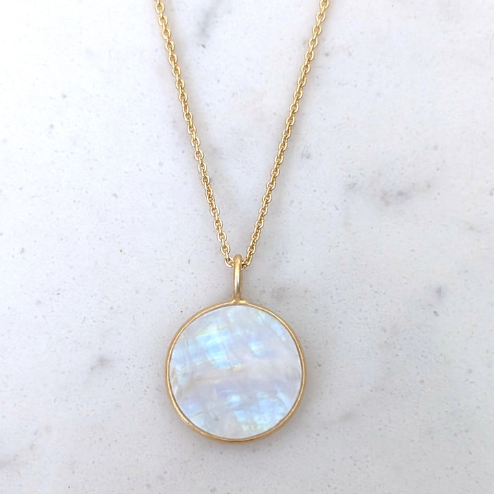 gold moonstone June birthstone pendant necklace