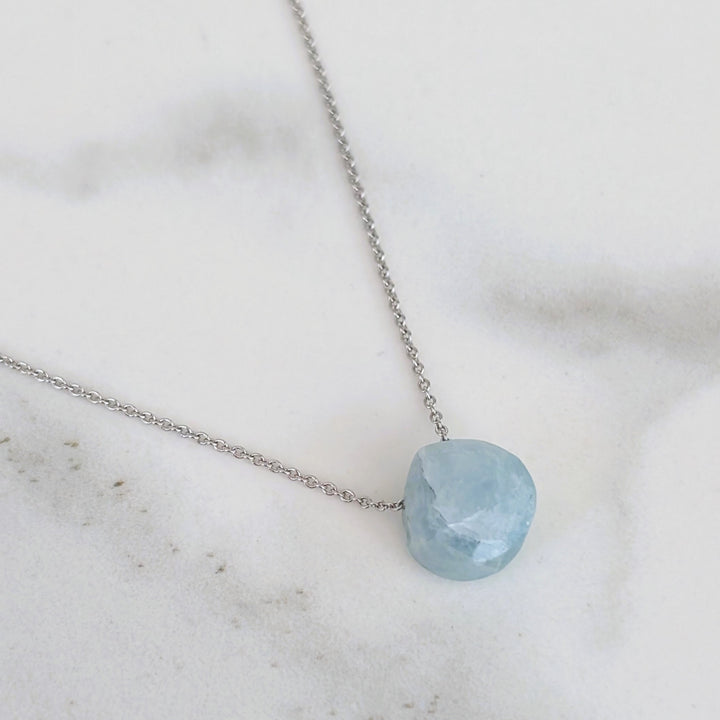 sterling silver aquamarine birthstone necklace