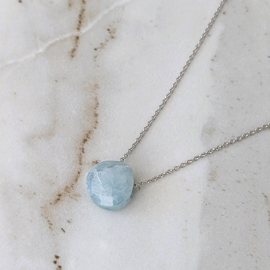 sterling silver aquamarine birthstone necklace
