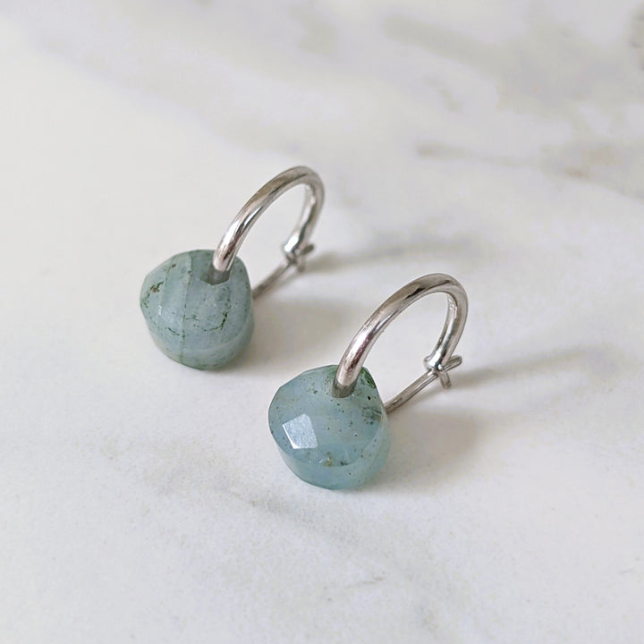 sterling silver aquamarine March birthstone earrings