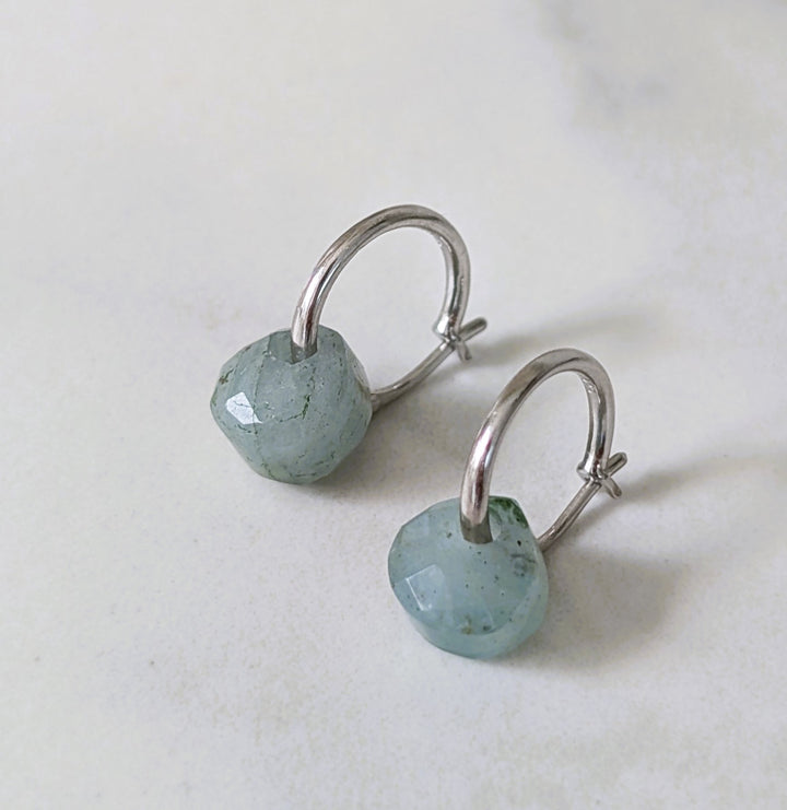 sterling silver aquamarine March birthstone earrings