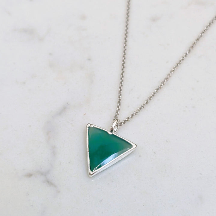 sterling silver green onyx necklace