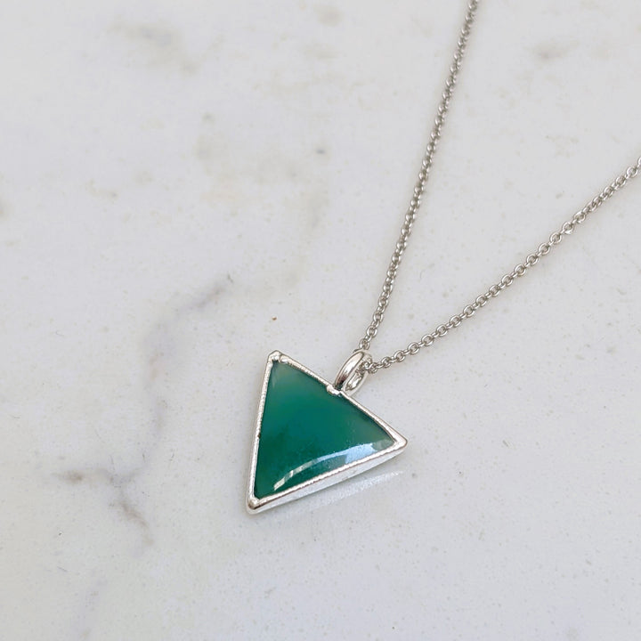 sterling silver green onyx necklace