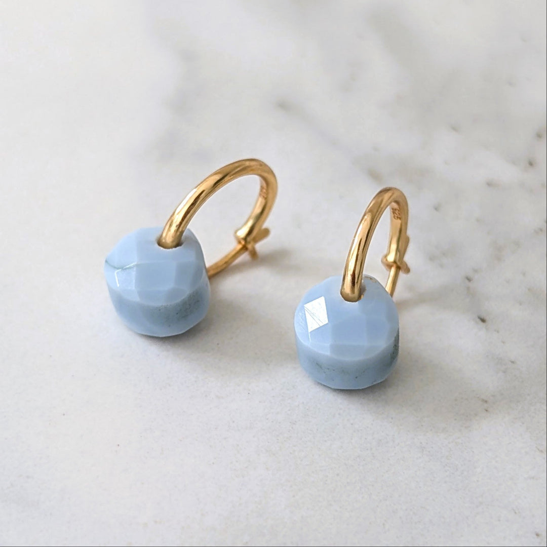 blue opal October birthstone earrings