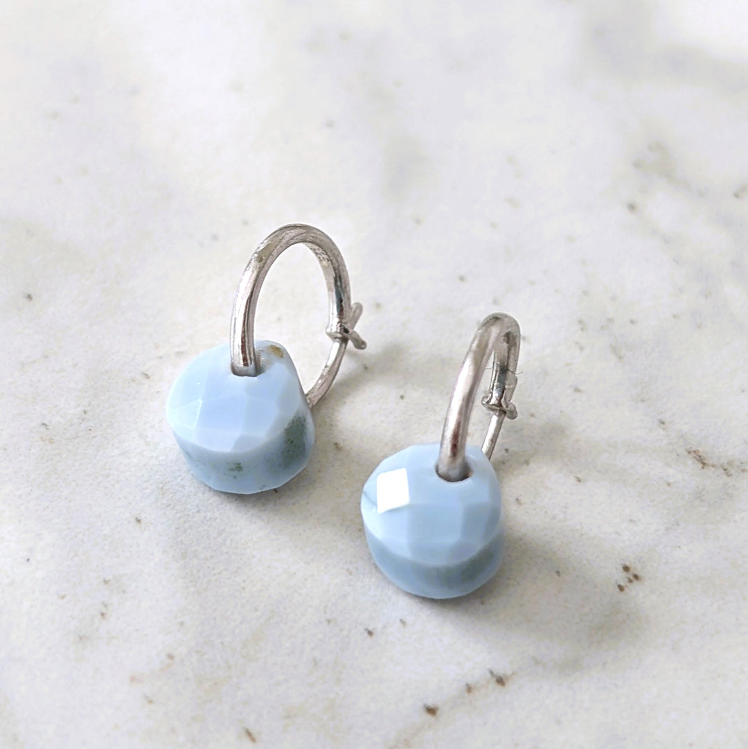 blue opal October birthstone earrings