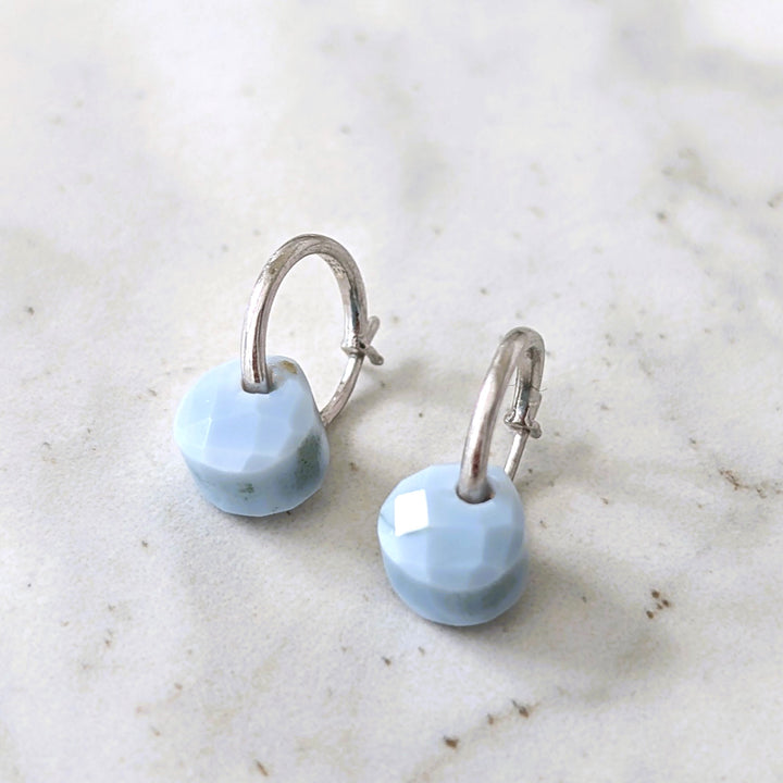 blue opal October birthstone earrings