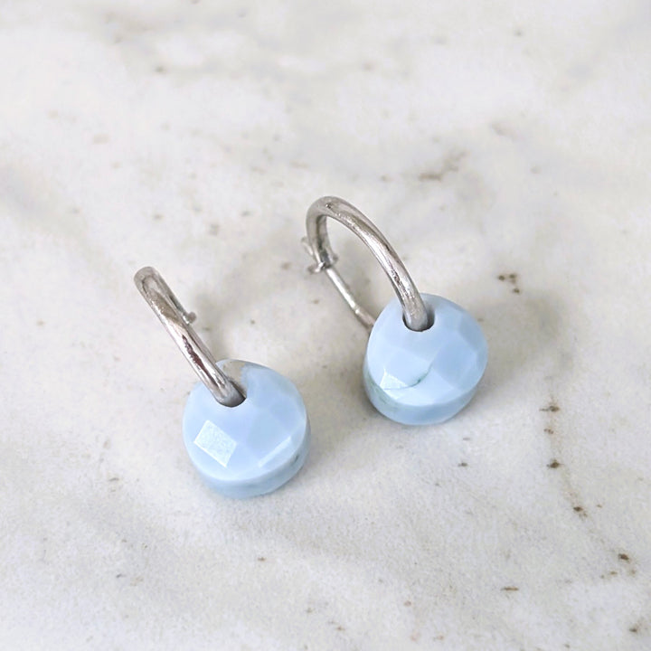blue opal October birthstone earrings