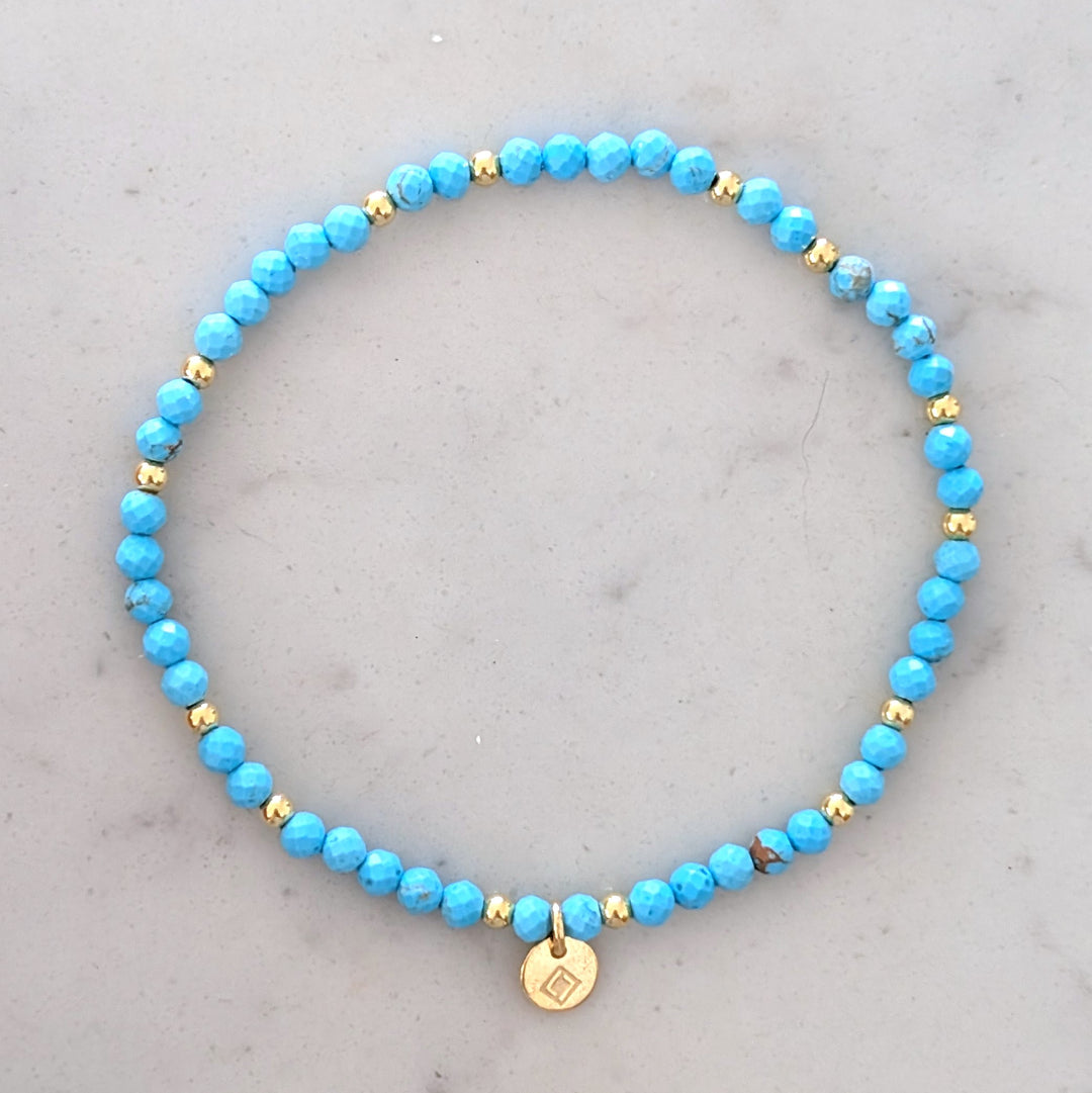 turquoise and gold bead gemstone bracelet