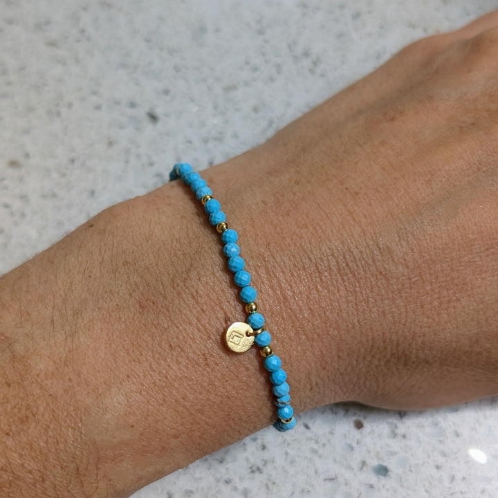 turquoise and gold bead gemstone bracelet
