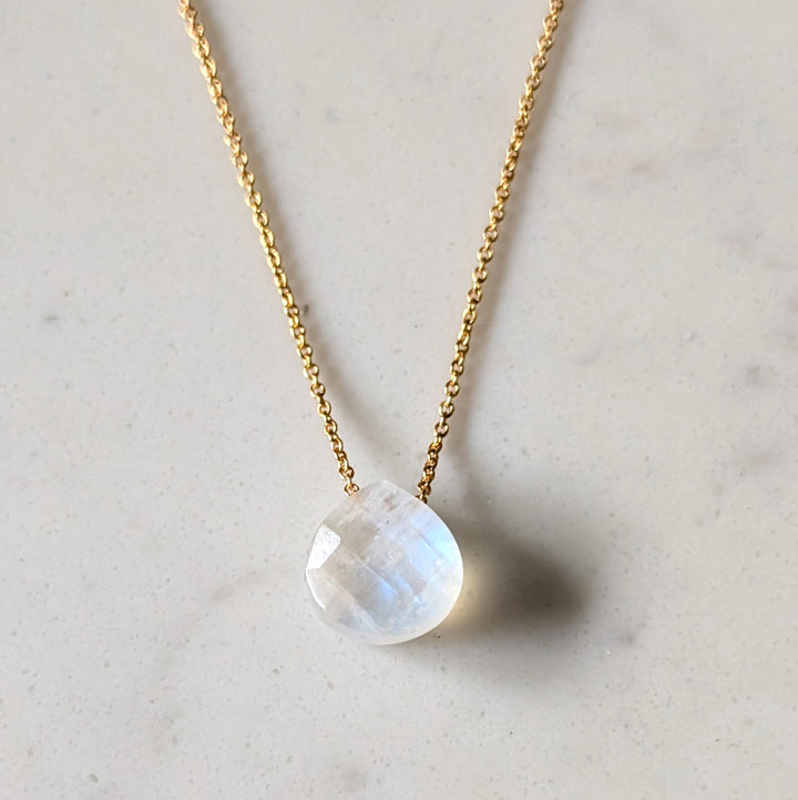 gold moonstone June birthstone necklace