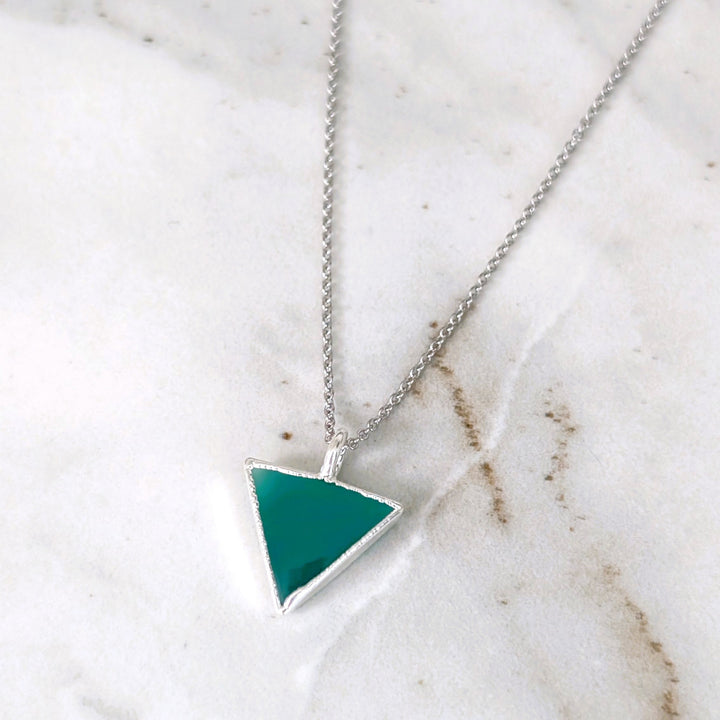 sterling silver green onyx necklace