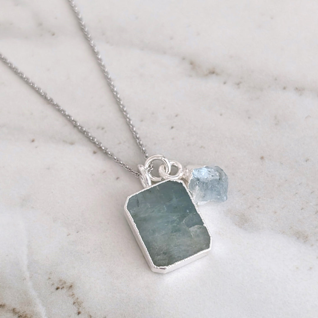 sterling silver aquamarine pendant necklace