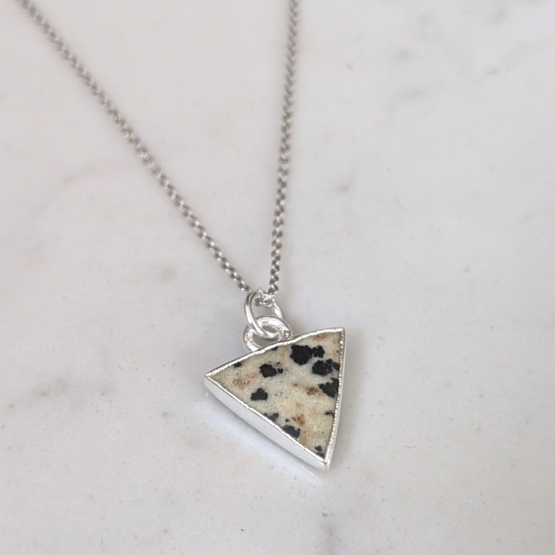 dalmatian jasper silver pendant necklace