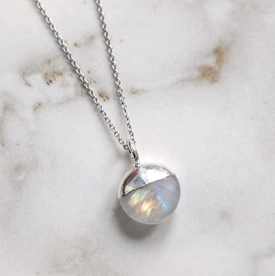 sterling silver moonstone June birthstone necklace