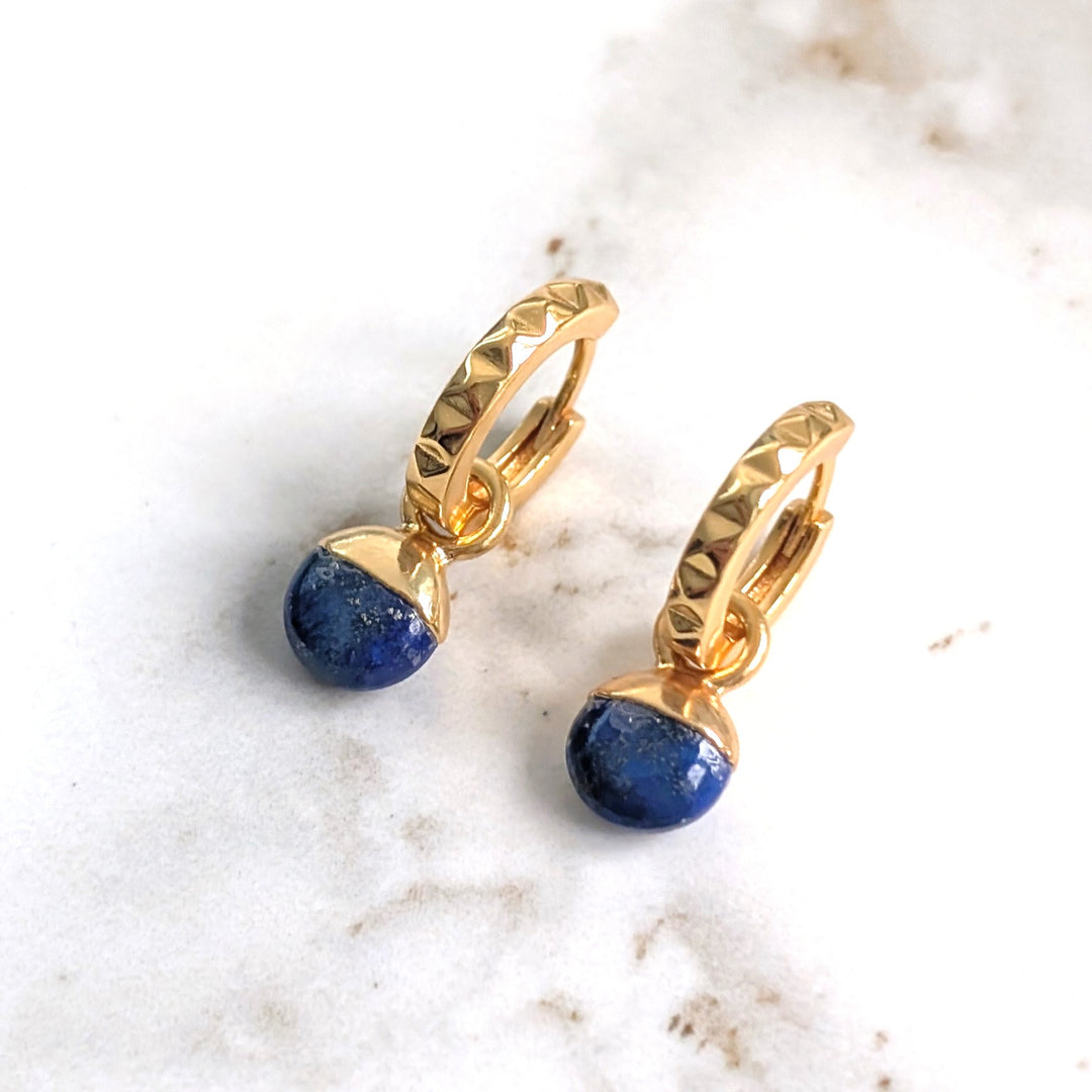 gold plated sterling silver lapis lazuli September birthstone earrings