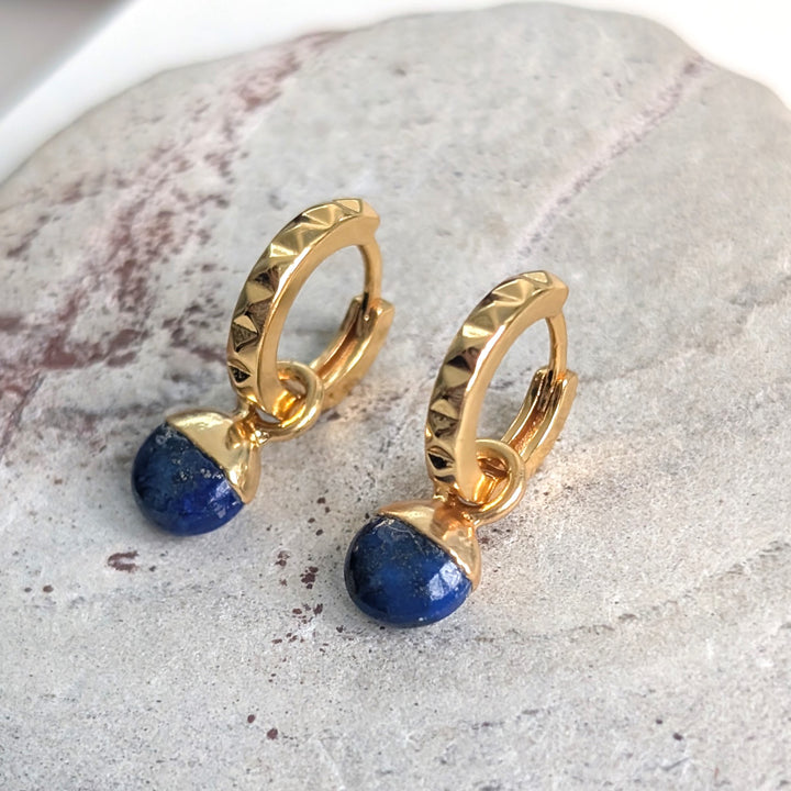 gold plated sterling silver lapis lazuli September birthstone earrings