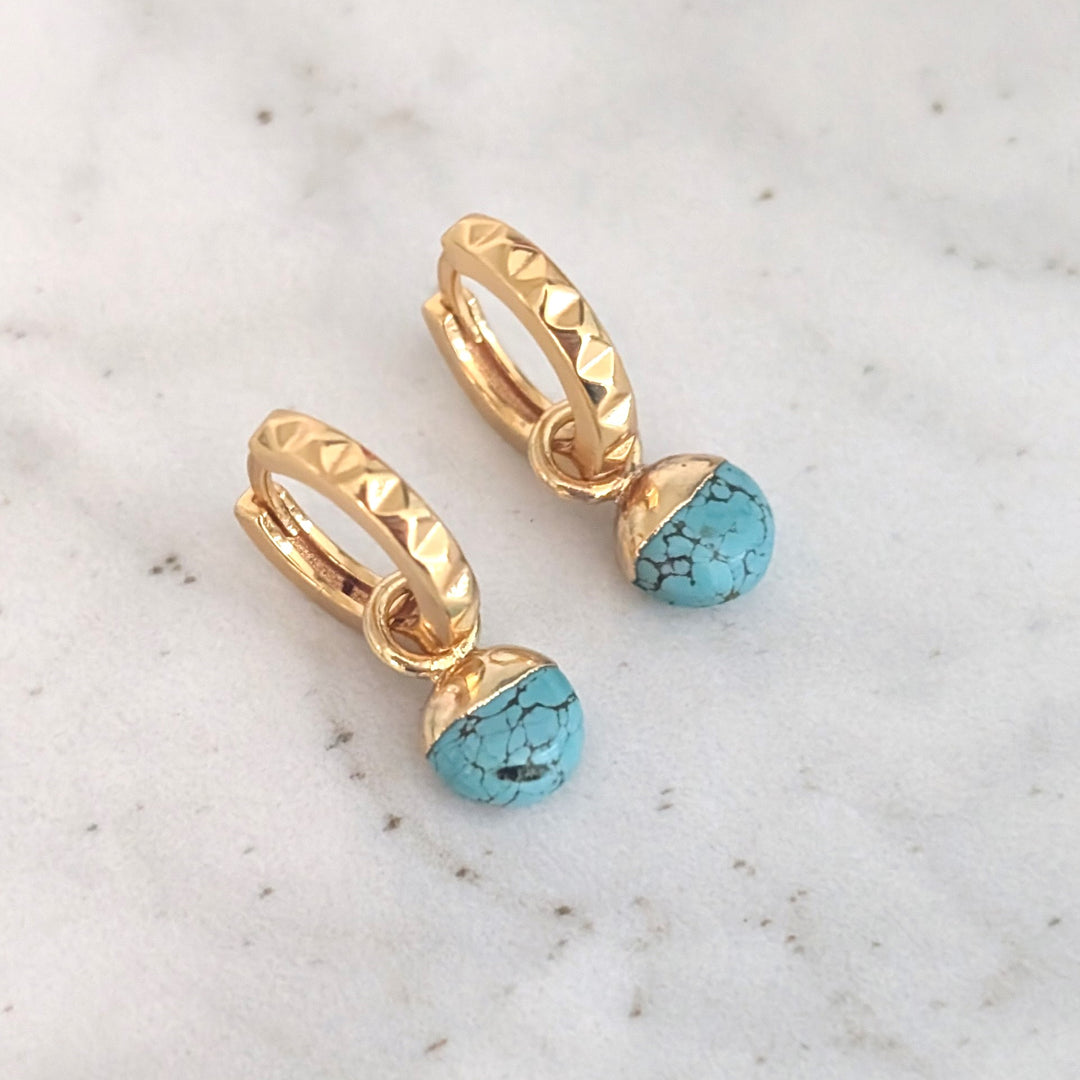 gold turquoise December birthstone earrings