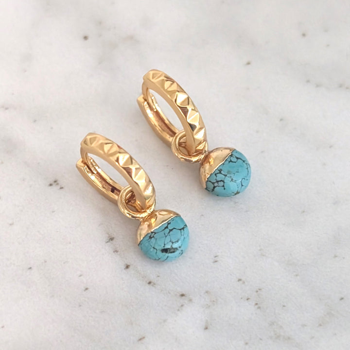 gold turquoise December birthstone earrings