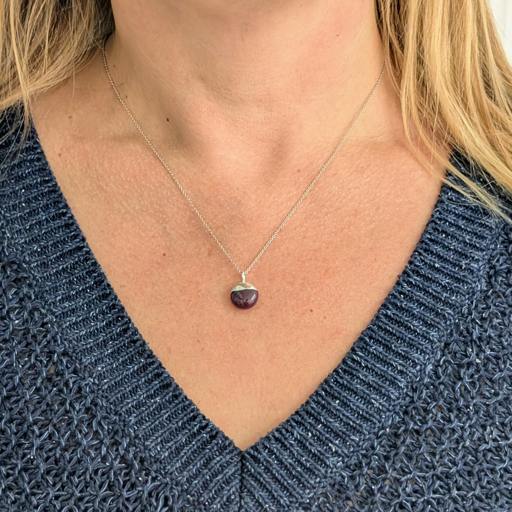 sterling silver ruby july birthstone necklace