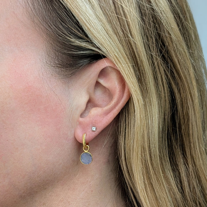 gold plated sterling silver labradorite gemstone hoop earrings