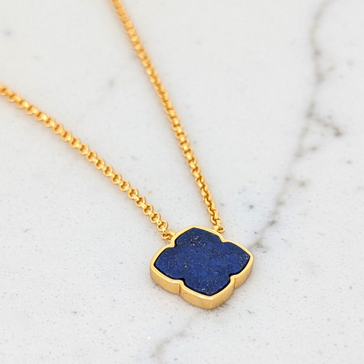 lapis lazuli lucky clover necklace
