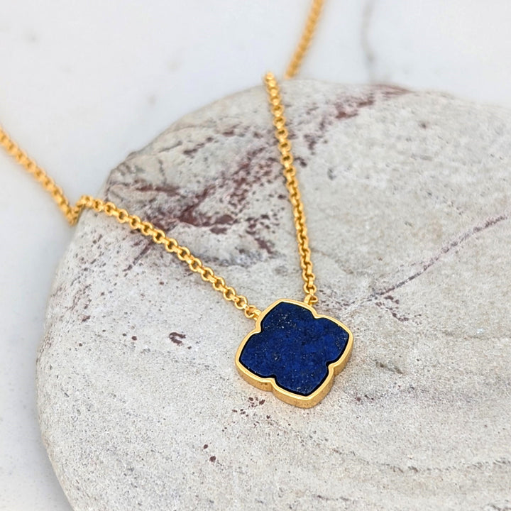 lapis lazuli lucky clover necklace