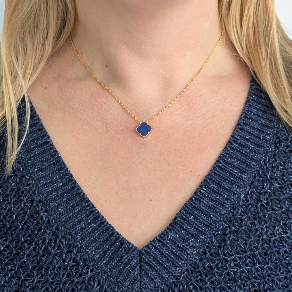 lapis lazuli lucky clover necklace