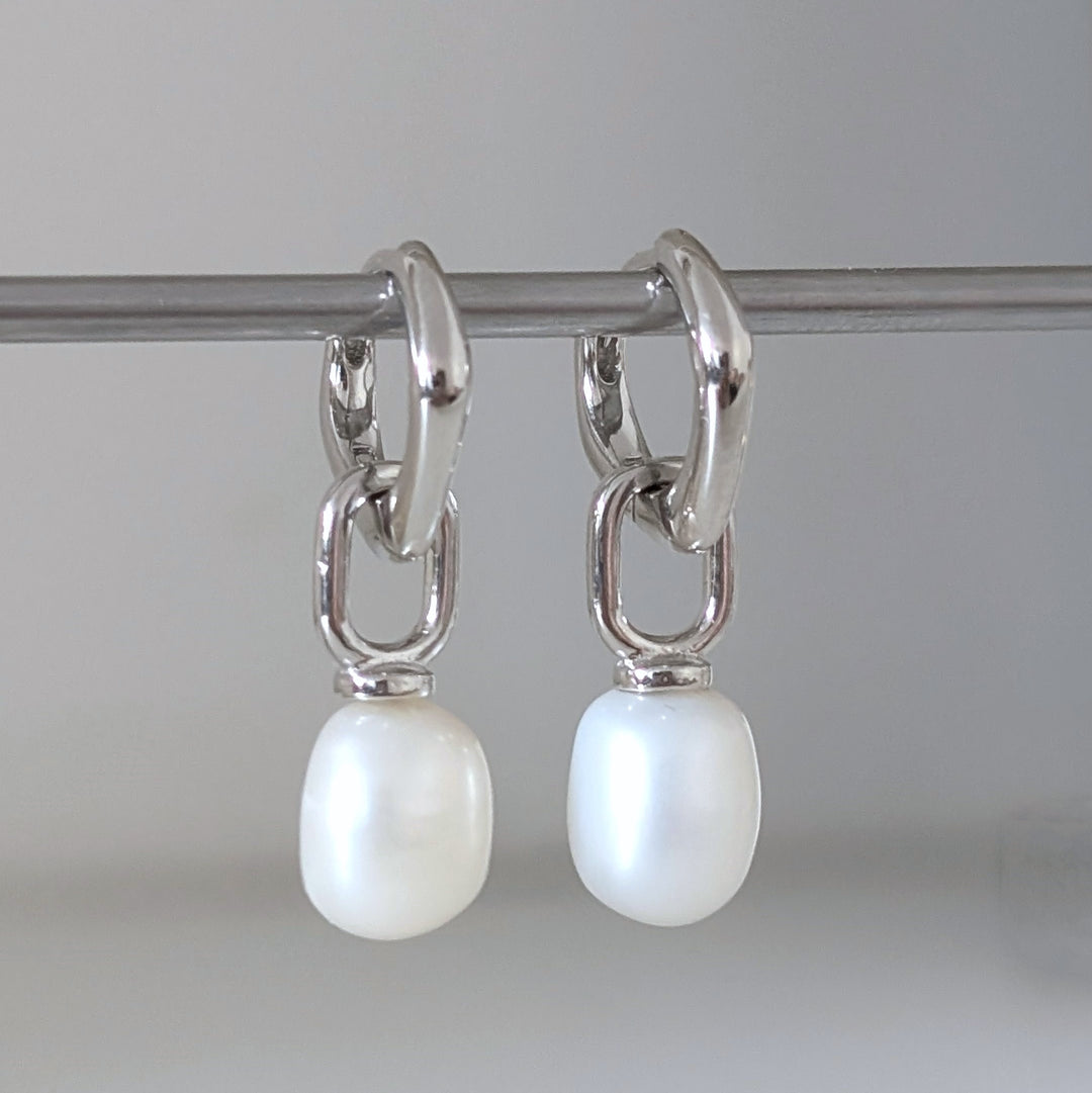 silver baroque pearl earrings