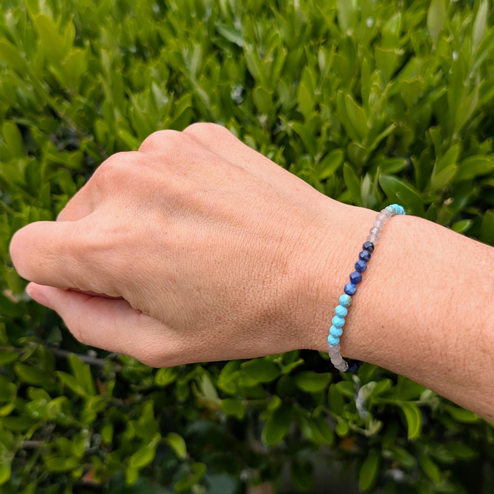 lapis lazuli, labradorite and turquoise gemstone bracelet