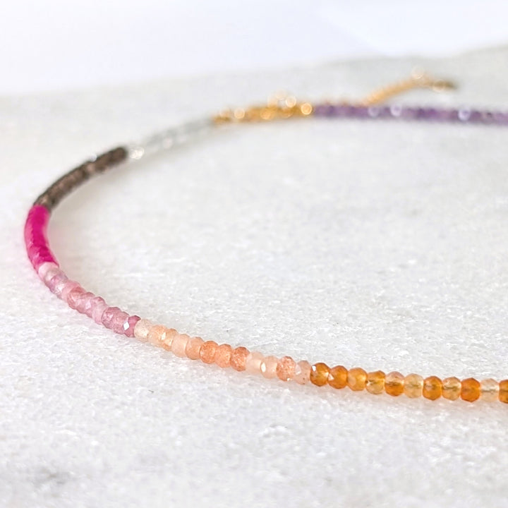 11:11 Rainbow Gemstone Beaded Necklace