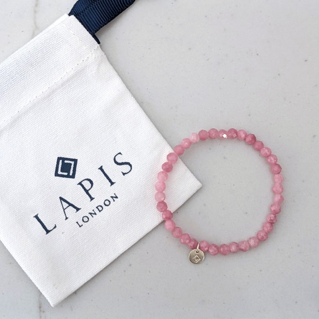 pink tourmaline children's gemstone bracelet