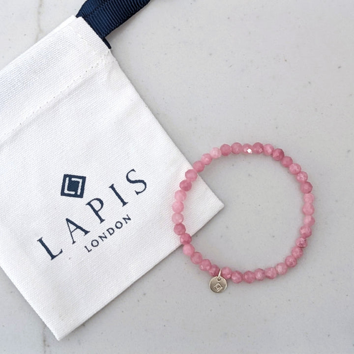 pink tourmaline children's gemstone bracelet