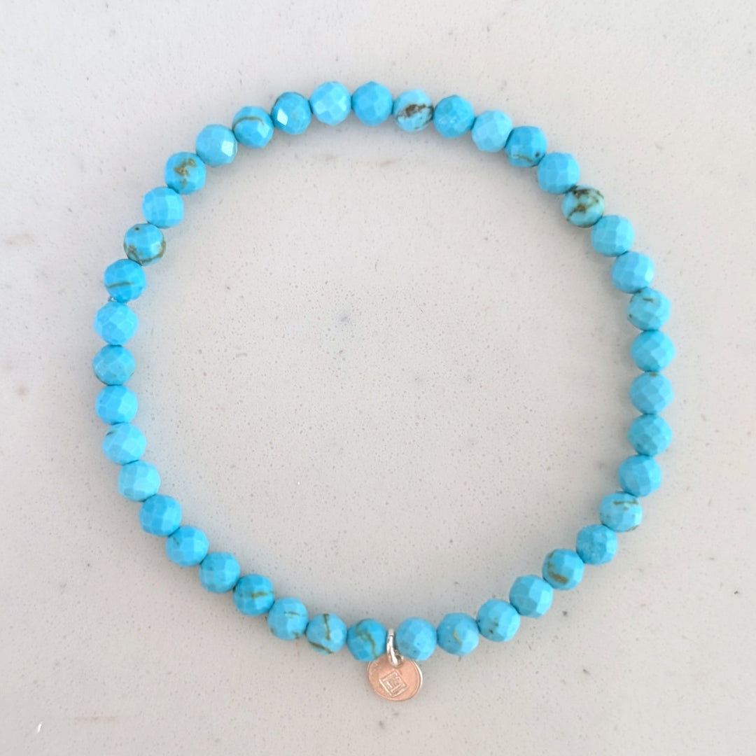 Turquoise Gemstone Bracelet - 4mm Faceted