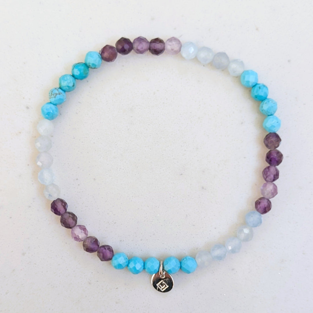 amethyst, turquoise and aquamarine mixed bead gemstone bracelet