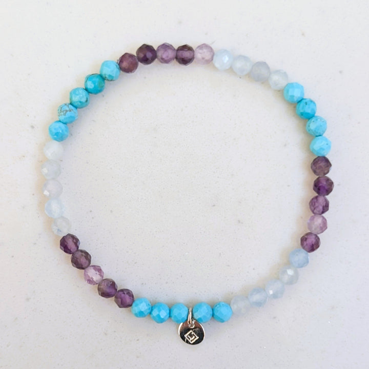 amethyst, turquoise and aquamarine mixed bead gemstone bracelet